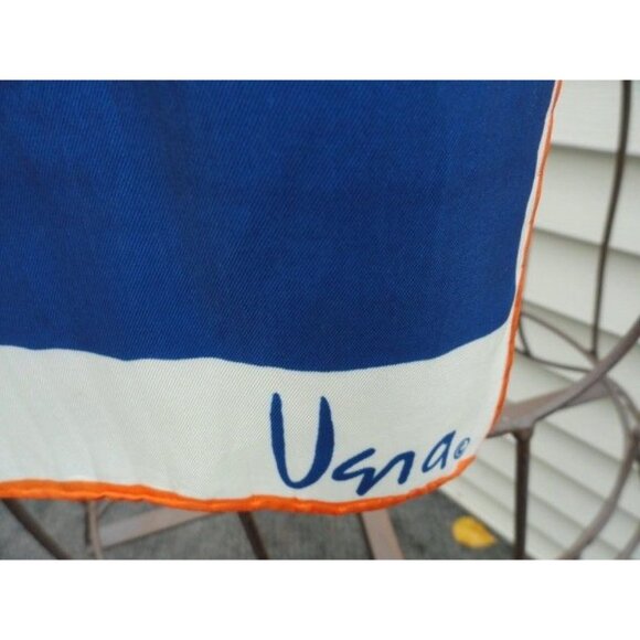 Vintage 1960’s Scarves by VERA Stripe Scarf Blue Orange Yellow Made in Japan - Picture 2 of 6